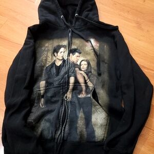 Black Graphic Hoodie with Twilight Design